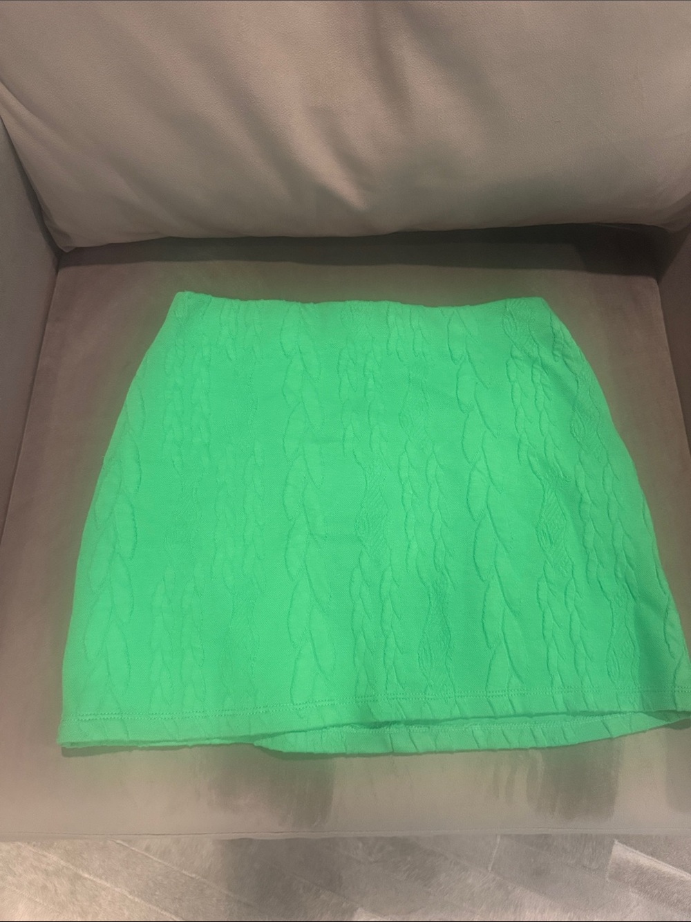 Green Cable-Knit pattern Mini Skirt